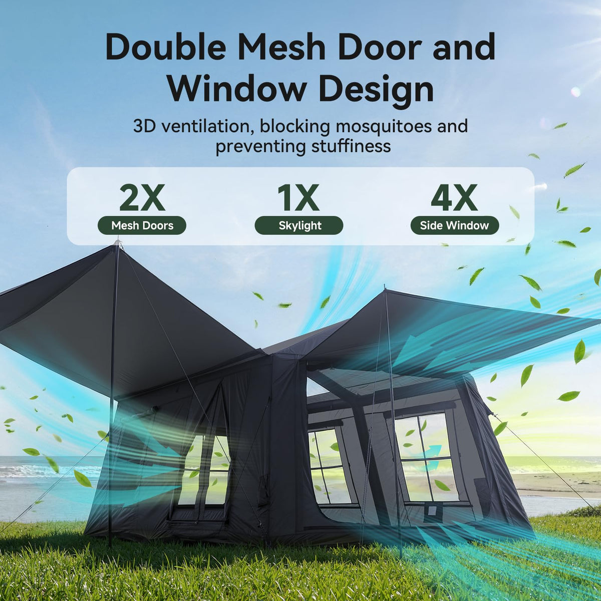 MOPHOTO Inflatable Tent 6-8 Person with Canopy, Grey
