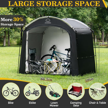 EPCPSHADES Bike Storage Shed Tent, Waterproof Portable Bicycle Cover with 30% More Top Storage Space for 2/3/4/5 Bikes,Clips Easy Setup Outdoor Sheds Shelter for Motorcycle, Garden Tools, Lawn Mower