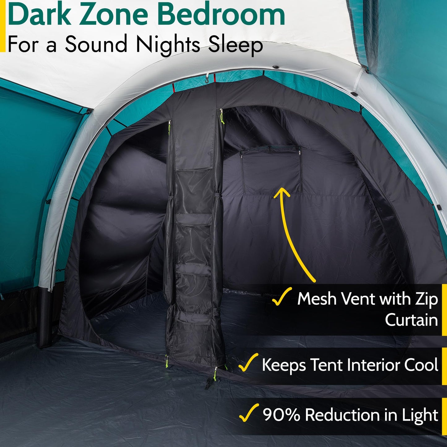 Trail Gidleigh 5 Man Air Tent, Dark Zone Bedroom, 5000mm