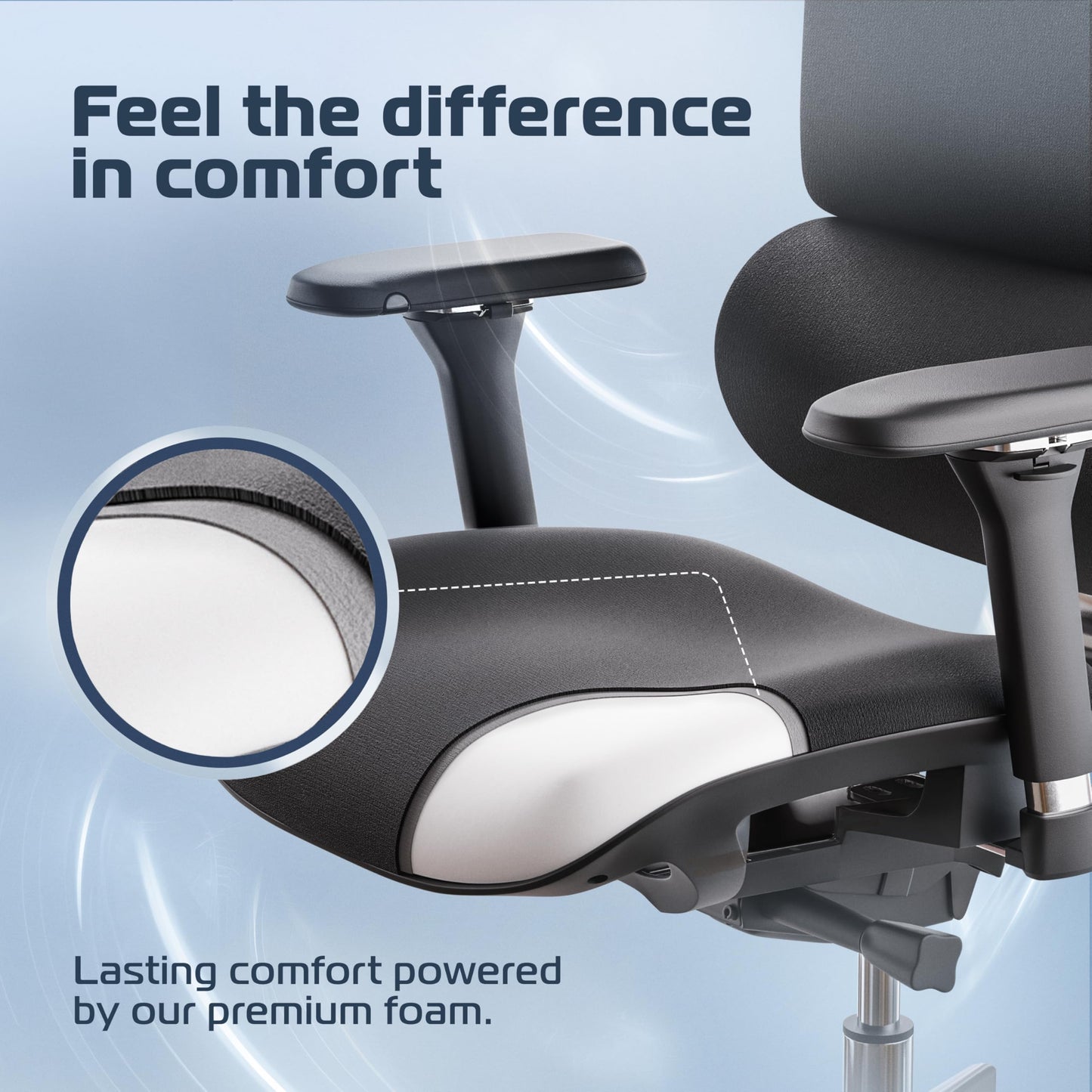 CLOUVOU Master Ergonomic Office Chair, Mesh Back, Black