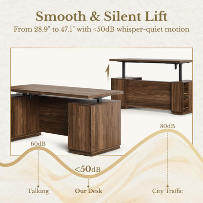 HUANUO Electric Standing Desk 178x76cm with Storage, Walnut
