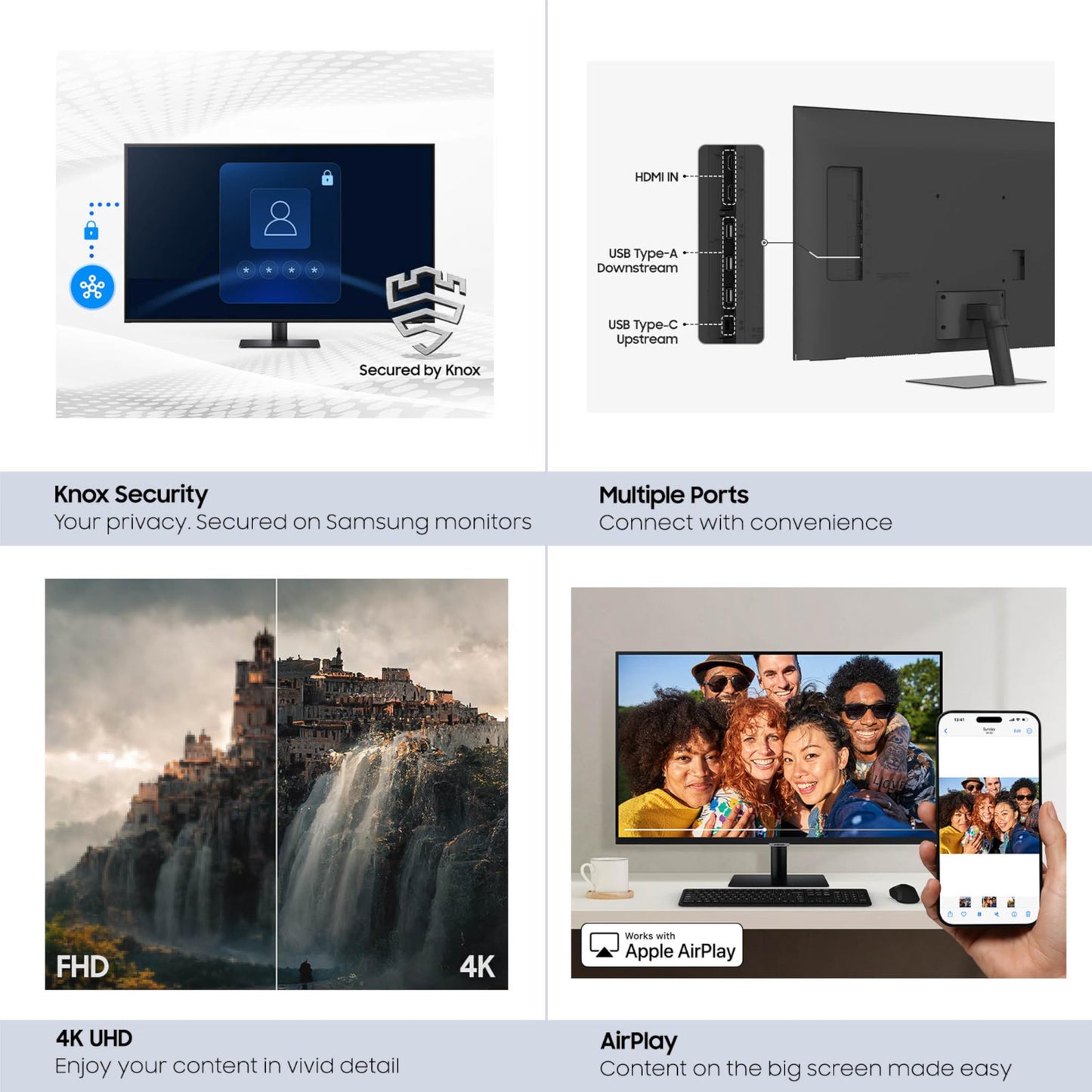 Samsung 43" M7 M70F 4K UHD Smart Monitor with Streaming – Black
