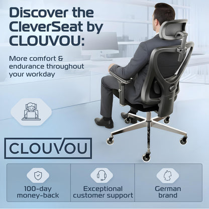 CLOUVOU Clever Ergonomic Office Chair, Mesh Back, Black