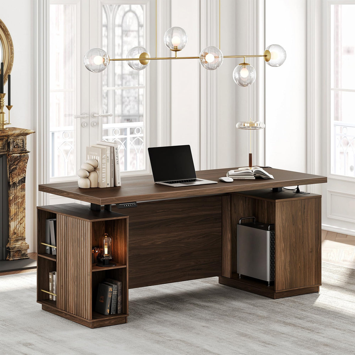 HUANUO Electric Standing Desk 178x76cm with Storage, Walnut