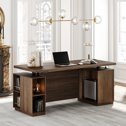 HUANUO Electric Standing Desk 178x76cm with Storage, Walnut