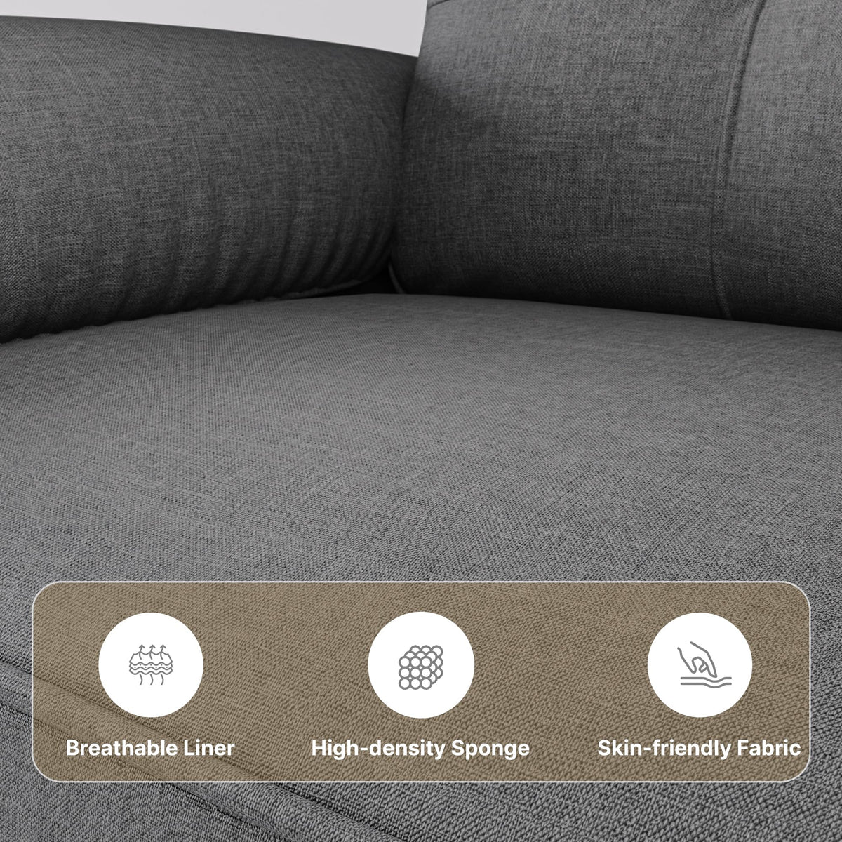 Xbro 2-Seater Sofa, Small Couch 2-Seater with Armrest and Side Pocket, Modern Fabric Couch for Living Room, Home, Office, Easy Assembly, 145 x 77 x 77 cm