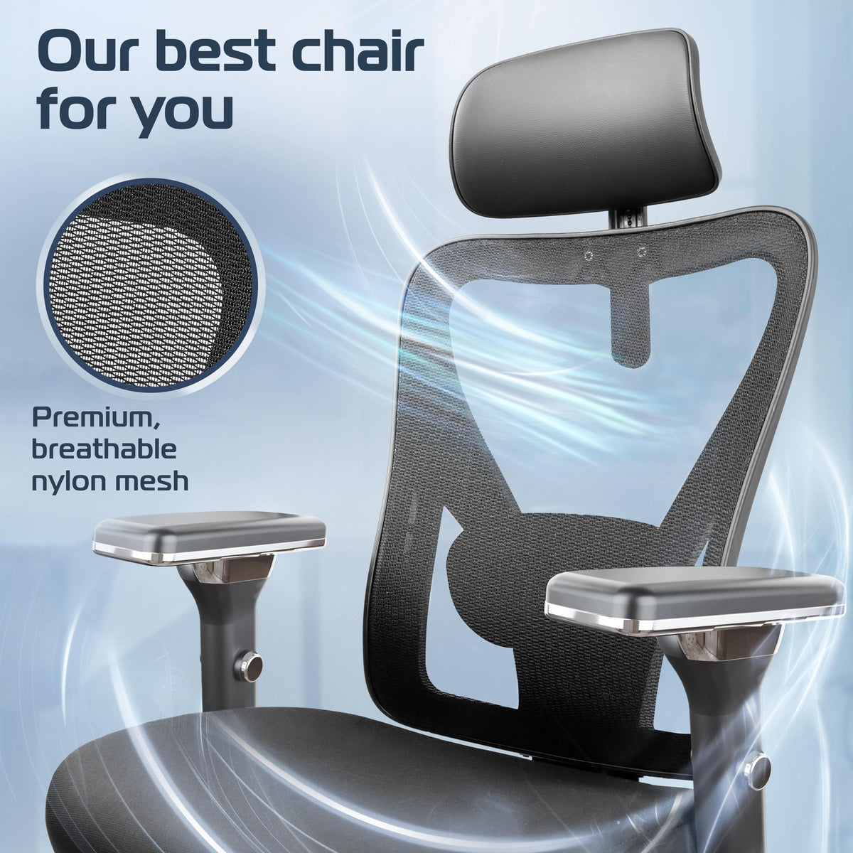 CLOUVOU Clever Ergonomic Office Chair, Mesh Back, Black