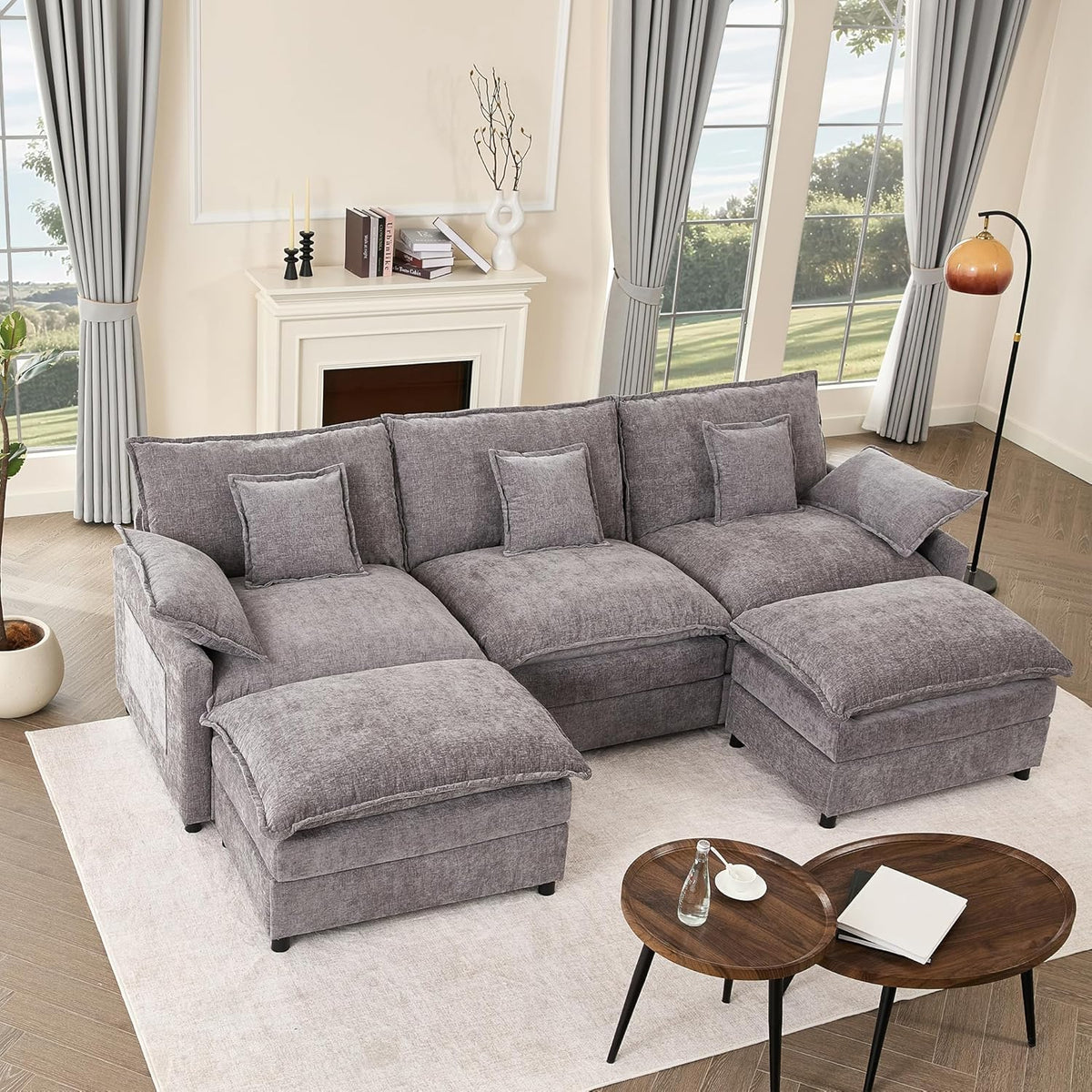 The Haven U-Shaped Modular Cloud Sofa, 274cm, Chenille