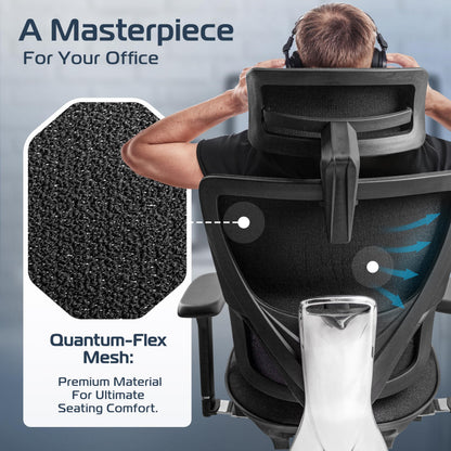 CLOUVOU Master Ergonomic Office Chair, Mesh Back, Black