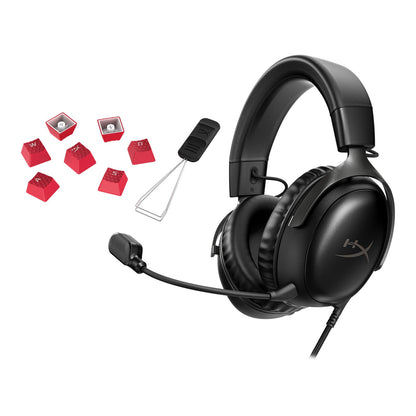 HyperX Bundle - Cloud III Wired Headset, Rubber Keycaps
