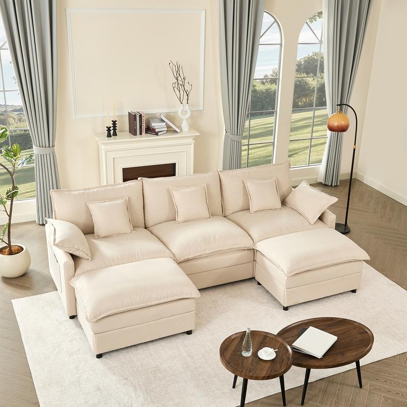 The Haven U-Shaped Modular Cloud Sofa, 274cm, Chenille