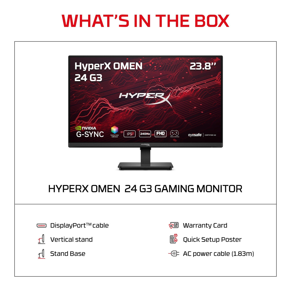 HyperX OMEN 23.8 inch FHD 240Hz Gaming Monitor - OMEN 24 G3