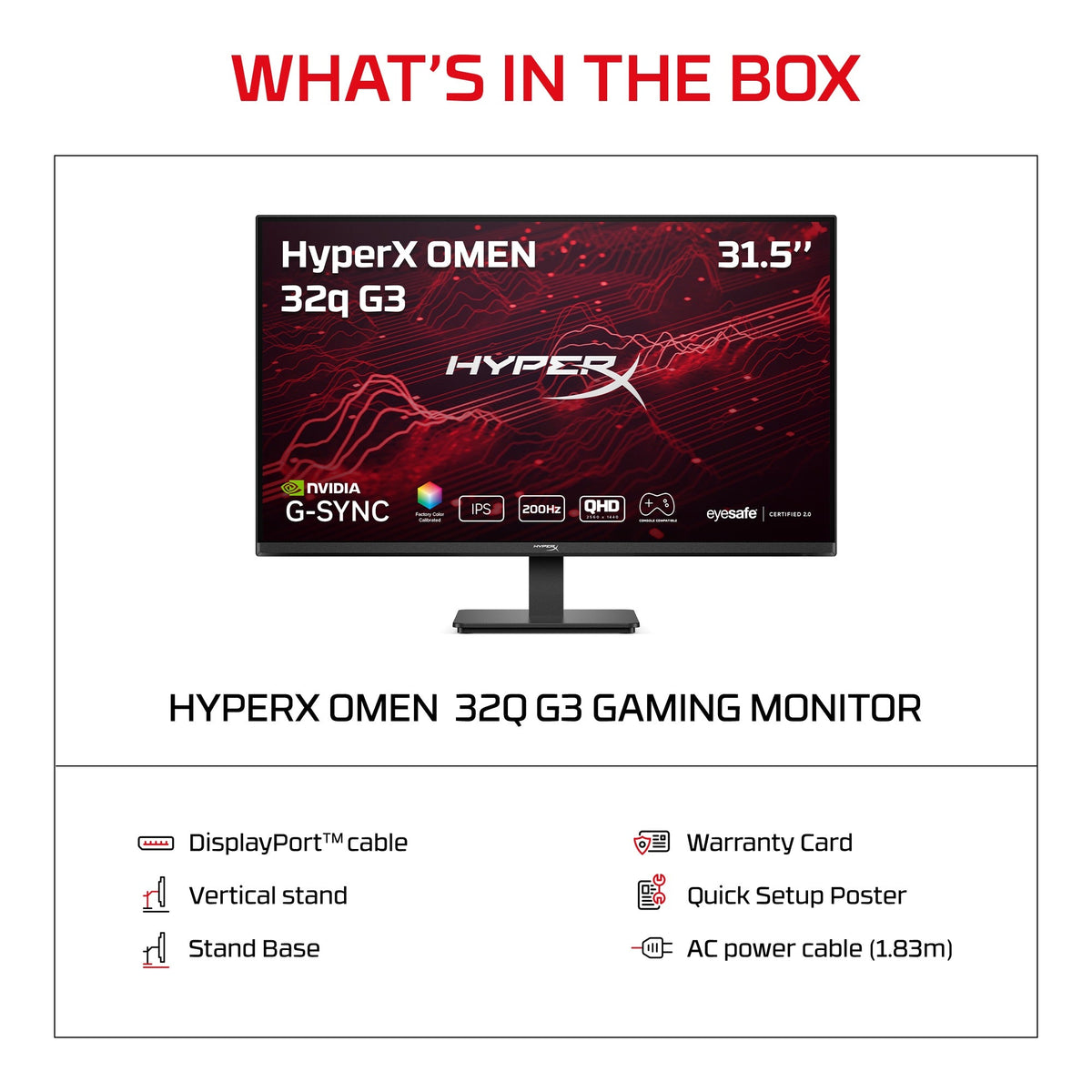 HyperX OMEN 31.5 inch QHD 200Hz Gaming Monitor - OMEN 32q  G3