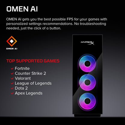 HyperX OMEN MAX 45L Gaming Desktop GT24-0963t PC, Windows 11 Home, Intel® Core™ Ultra 9, 64GB RAM, 2TB SSD, NVIDIA® GeForce RTX™ 5090, Shadow black glass