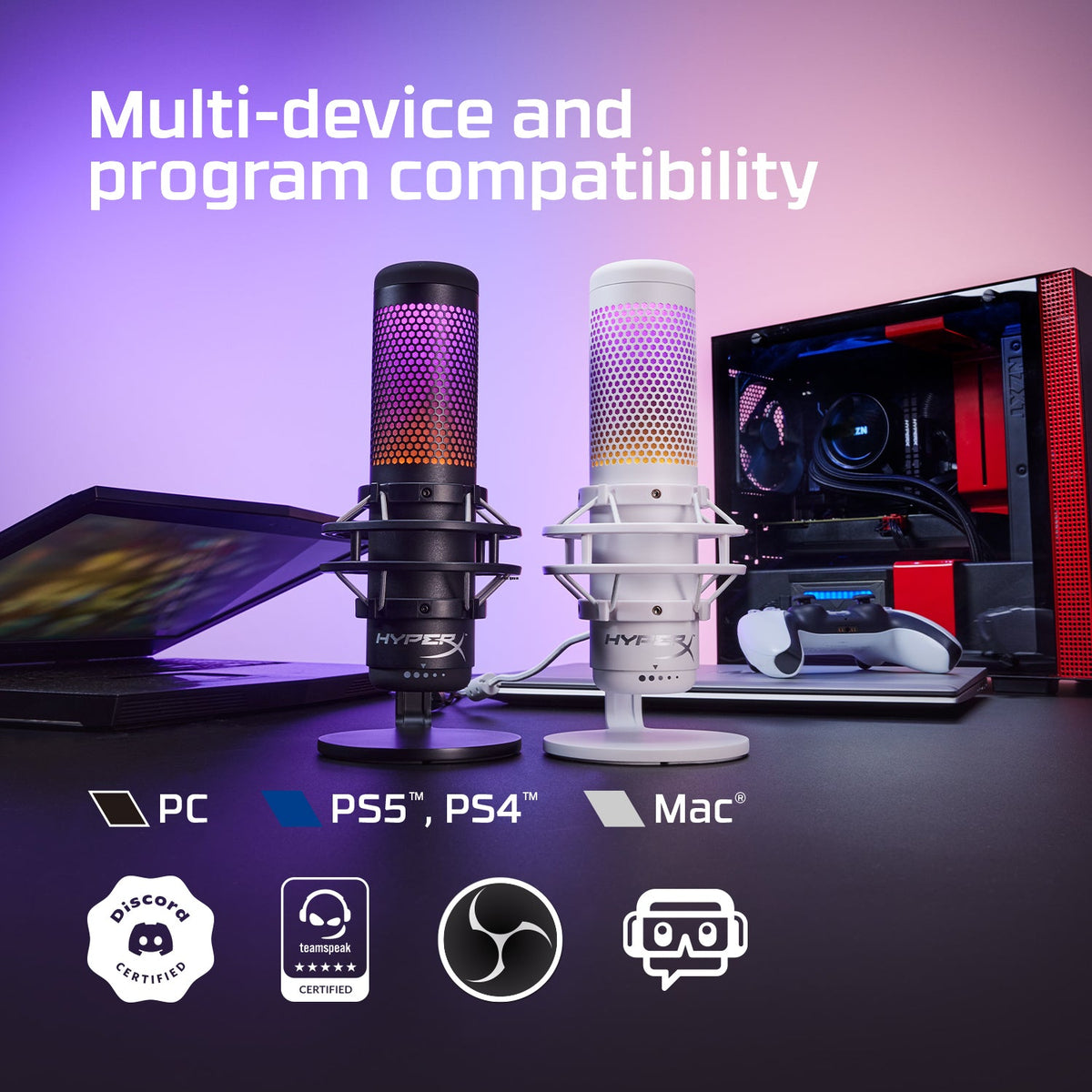 HyperX QuadCast S – USB Microphone – RGB Lighting