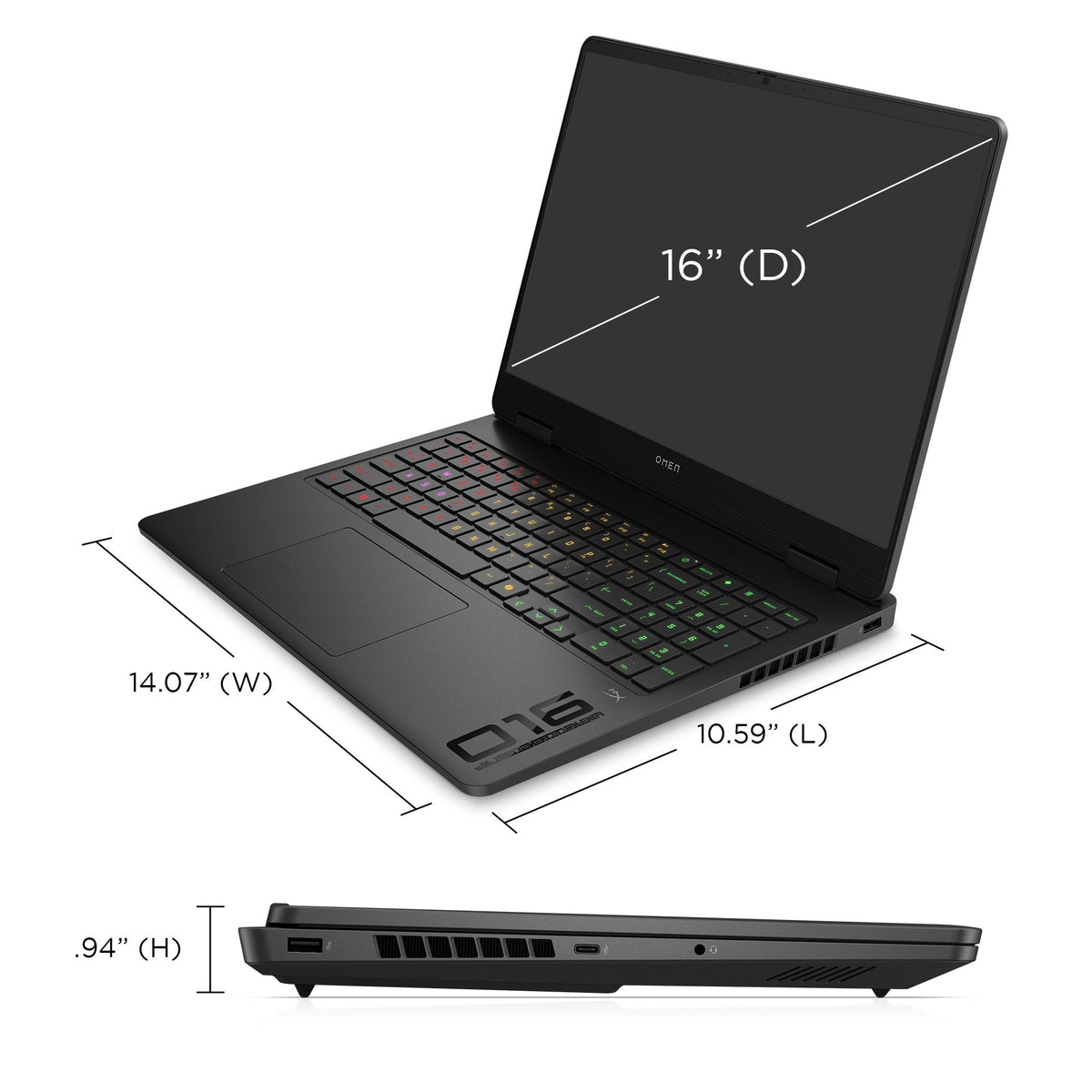 OMEN Gaming Laptop 16-ap0097nr 16", Windows 11 Home,  AMD Ryzen™ AI 9, 32GB RAM, 1TB SSD, NVIDIA® GeForce RTX™ 5070, WQXGA, Shadow black